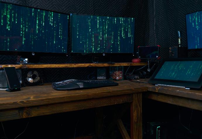 black computer keyboard on brown wooden desk